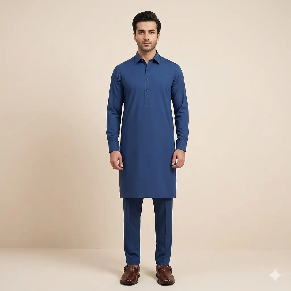 GENTS SUIT WASH N WEAR UNSTITCHED gzg-s6004 (Ocean Dusk)