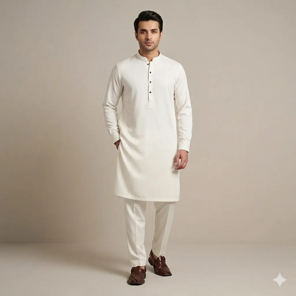 GENTS SUIT WASH N WEAR UNSTITCHED gzg-s6005 (Off White)